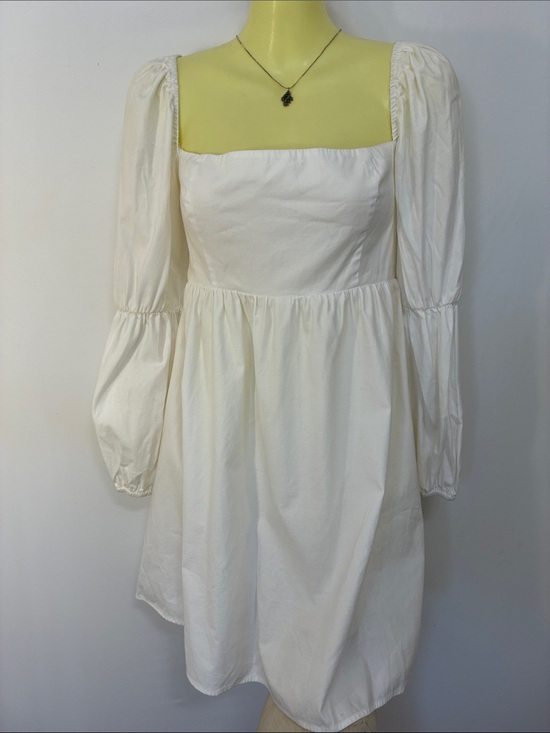 Reformation Dresses & Skirts - Reformation  Dress Mini White "Michaela" Square Neck Puff Sleeve Nwot 6